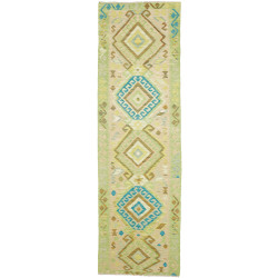 Rug Kilim Afghanistan 87x294 Light Green Beige