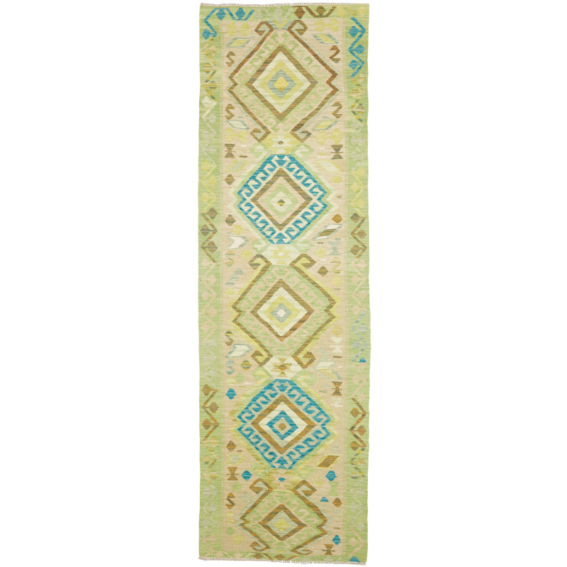 Rug Kilim Afghanistan 87x294 Light Green Beige