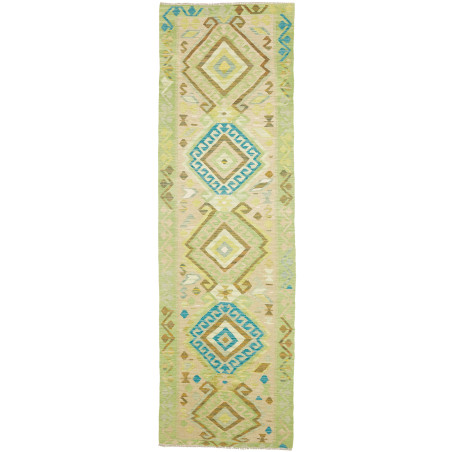 Rug Kilim Afghanistan 87x294 Light Green Beige