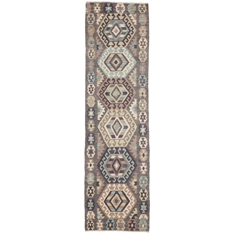 Rug Kilim Afghanistan 81x298 Charcoal Grey Mute