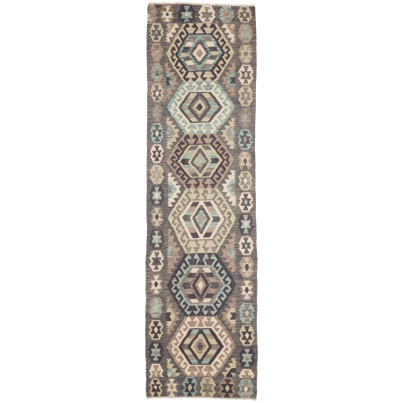 Rug Kilim Afghanistan 81x298 Charcoal Grey Mute