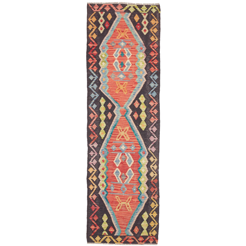 Rug Kilim Afghanistan 69x236 Charcoal Grey Cora