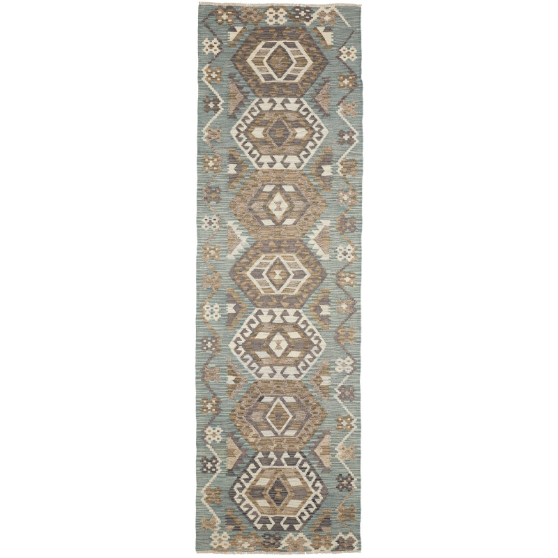 Rug Kilim Afghanistan 88x295 Teal Brown