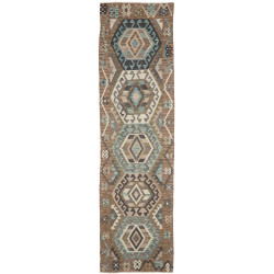 Rug Kilim Afghanistan 81x297 Earthy Brown Turqu