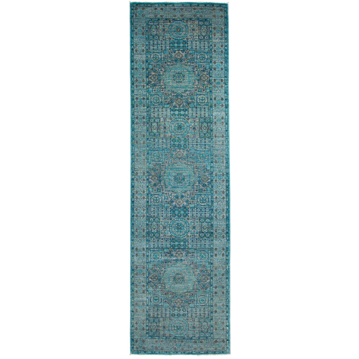 Hand Made Rug Kairo Pakistan 80x293 Blue Gray