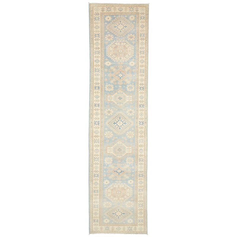 Rug Kazak Afghanistan 88x352 Pale Sky Blue Crea