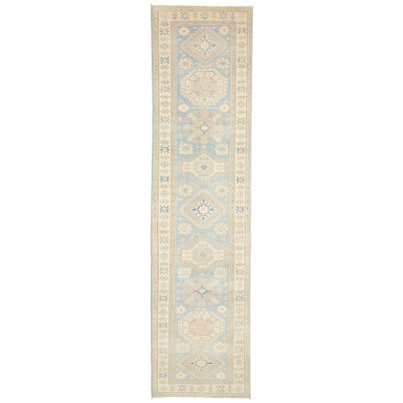 Rug Kazak Afghanistan 88x352 Pale Sky Blue Crea