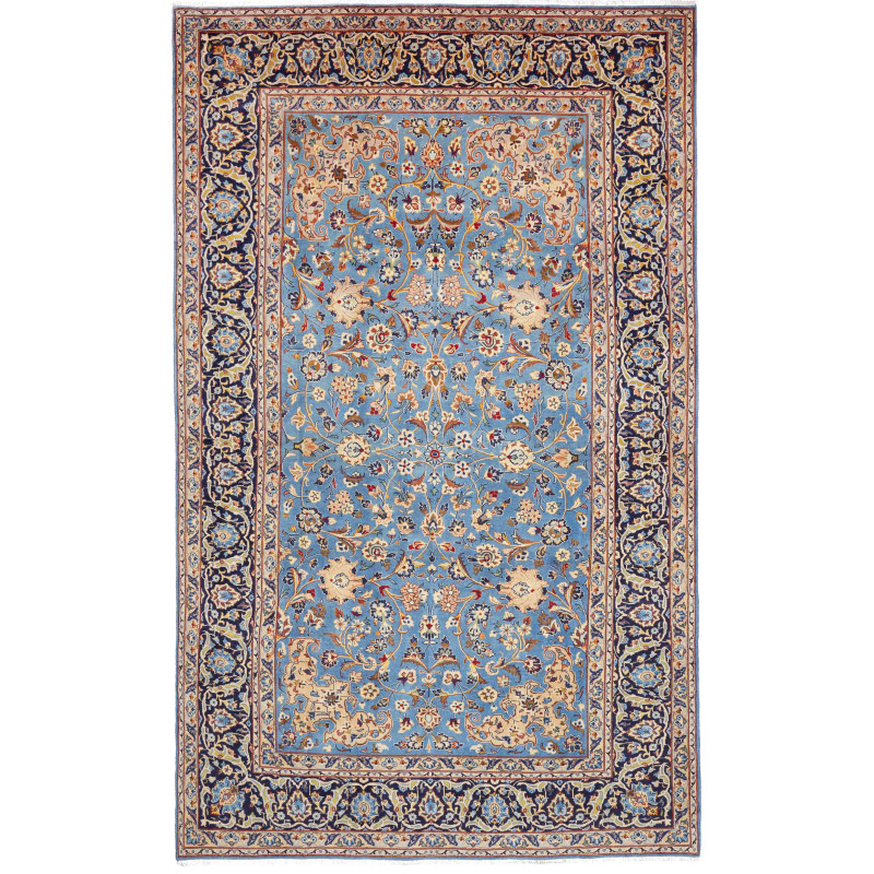 Rug Kashan Persia 205x333 Sky Blue Navy Blue