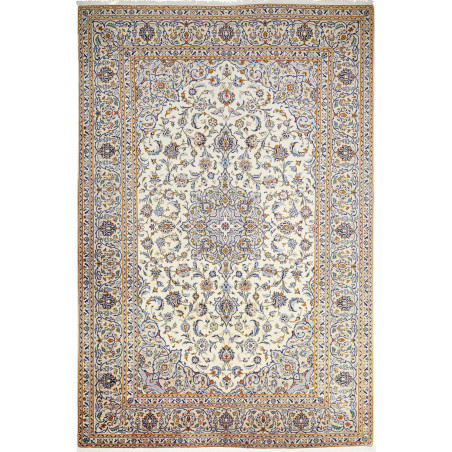 Rug Kashan Persia 244x362 Cream Ivory Blue Gold
