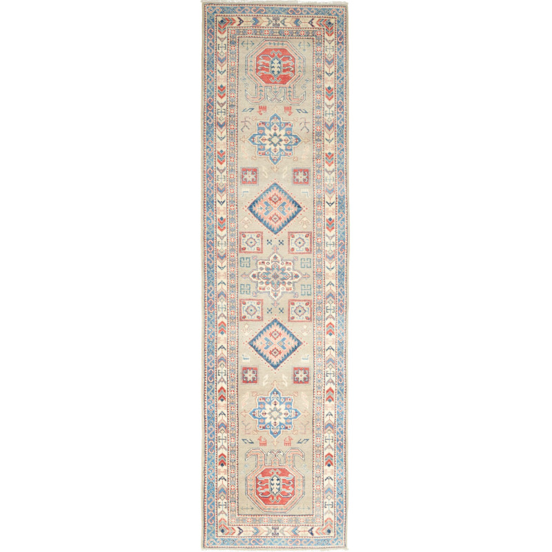 Rug Kazak Afghanistan 84x307 Light Greenish Gre