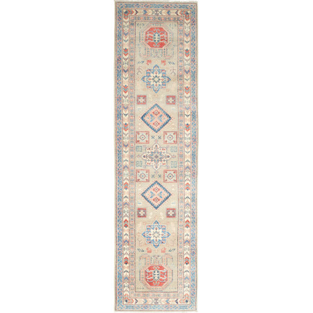 Rug Kazak Afghanistan 84x307 Light Greenish Gre