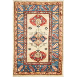 Rug Kazak Fine Pakistan 62x89 Cream Blue Red Oc