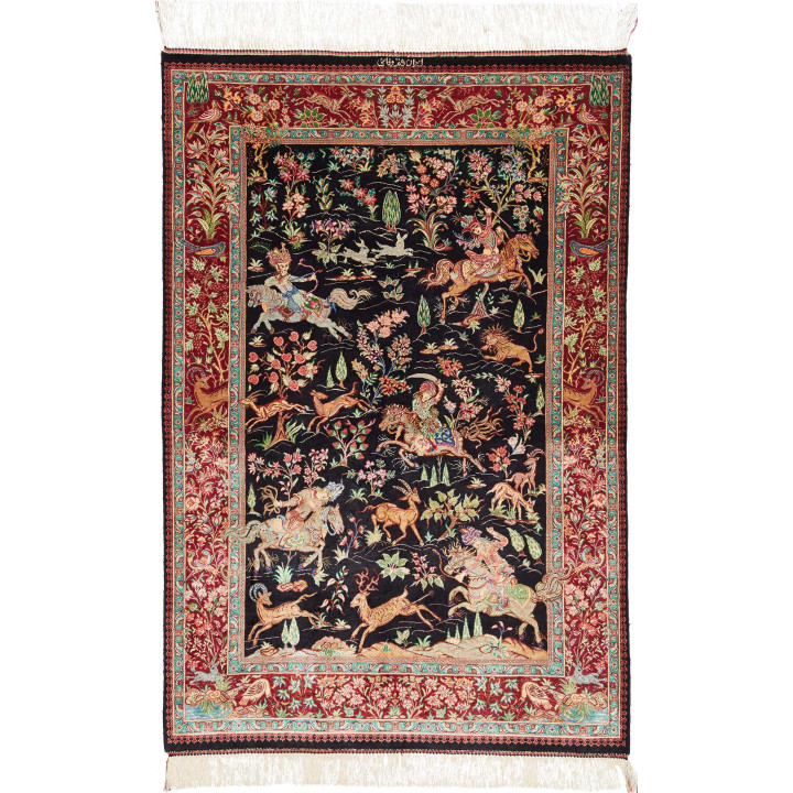 Tappeto Originale Ghom Seta Persia 78x117 Nero