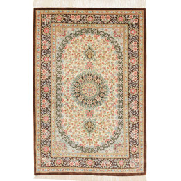 Tappeto Originale Ghom Seta Persia 78x117 Avori
