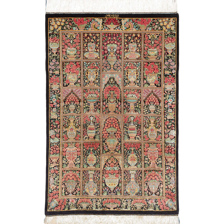 Tappeto Originale Ghom Seta Persia 78x120 Nero