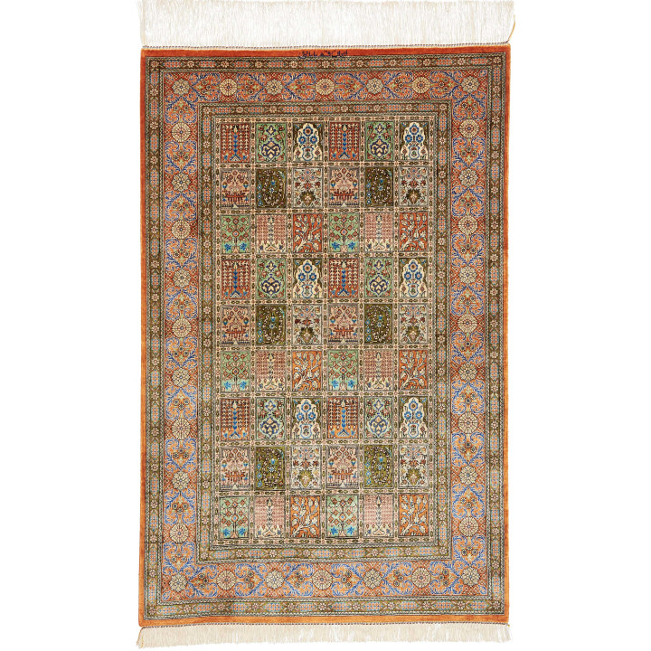 Tappeto Originale Ghom Seta Persia 77x122 Marro