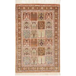 Hand Made Rug Ghom Silk Persia 79x120 Rust Beig