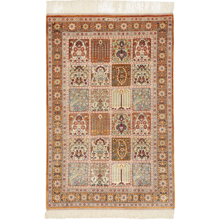 Hand Made Rug Ghom Silk Persia 80x120 Terracott