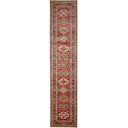 Rug Kazak Fine Pakistan 82x401 Red Beige Brown