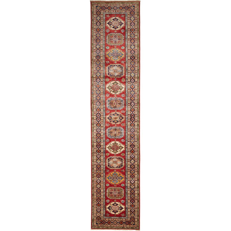 Rug Kazak Fine Pakistan 82x401 Red Beige Brown