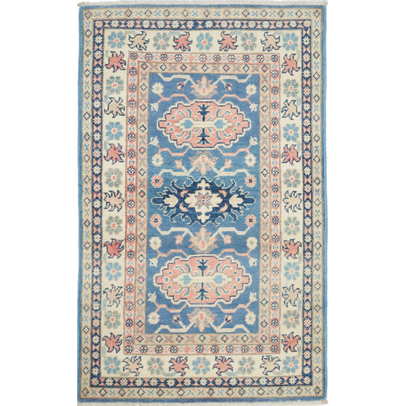 Rug Kazak Afghanistan 77x130 Blue Cream Antique