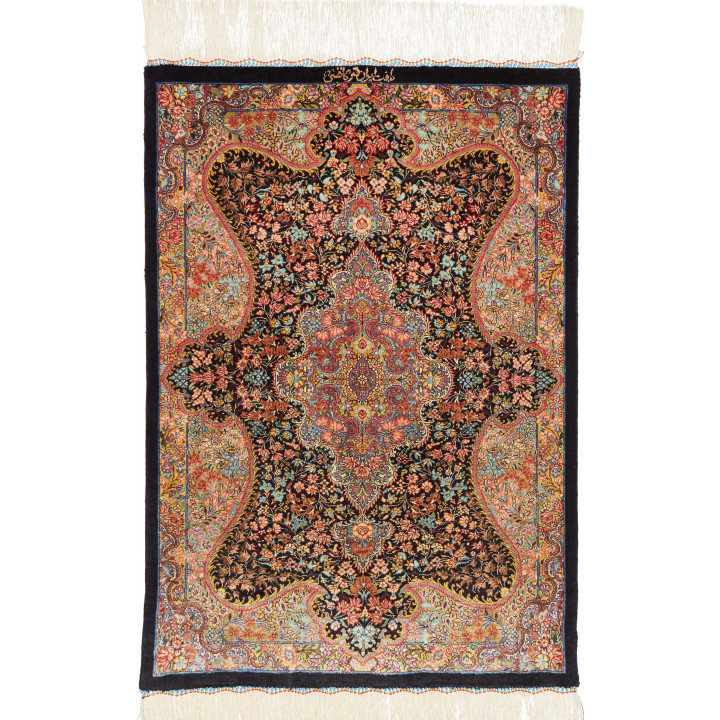Tappeto Originale Ghom Seta Persia 60x87 Nero R