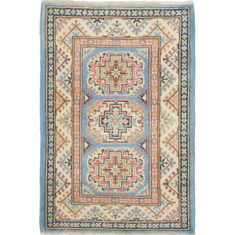 Rug Kazak Afghanistan 61x89 Sky Blue Cream Beig