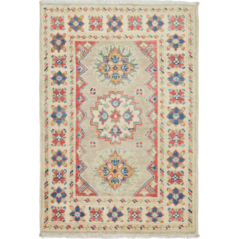 Rug Kazak Afghanistan 61x96 Beige Red Blue Yell
