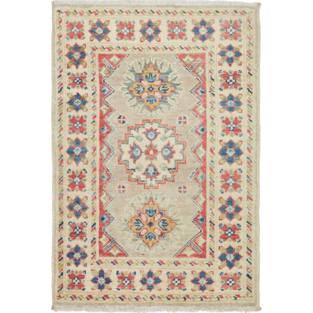 Rug Kazak Afghanistan 61x96 Beige Red Blue Yell
