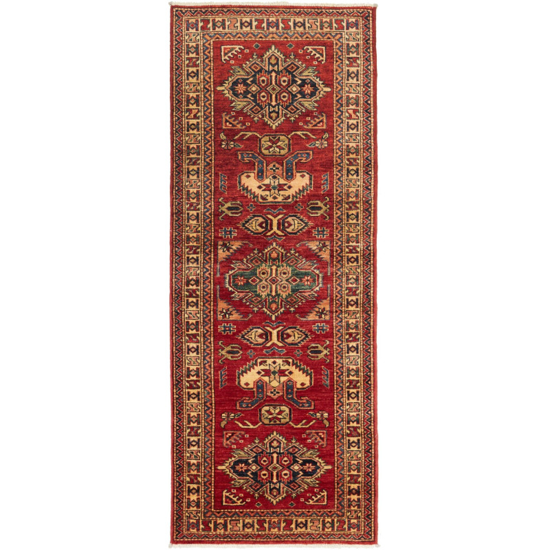 Rug Kazak Fine Pakistan 76x203 Deep Red Cream D