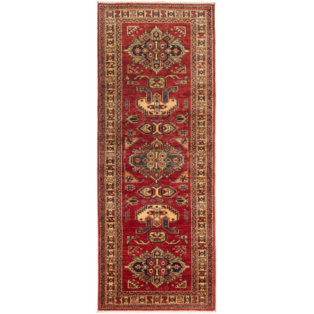 Rug Kazak Fine Pakistan 76x203 Deep Red Cream D