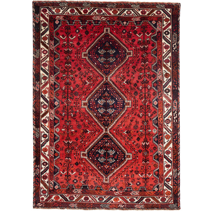 Hand Made Rug Shiraz Persia 225x318 Red Dark Bl