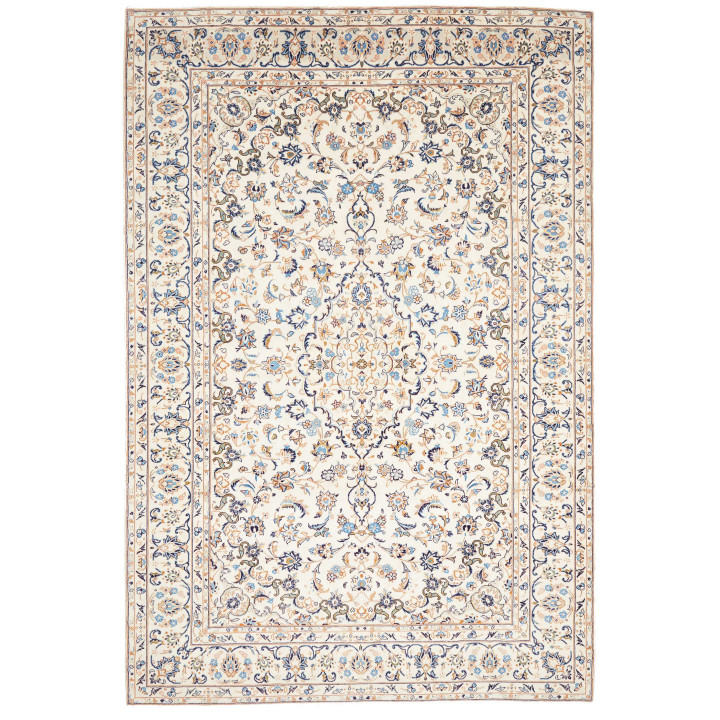 Hand Made Rug Kashan Persia 200x294 Ivory Cobal