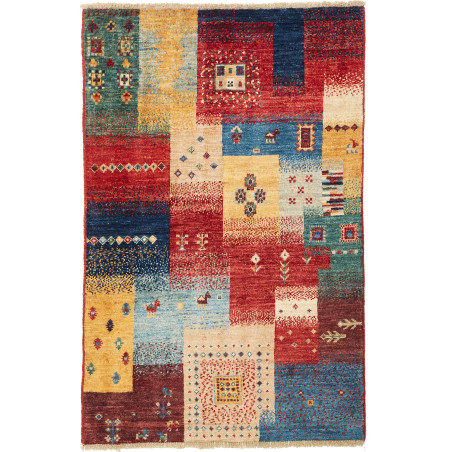 Rug Mosaic Pakistan 81x127 Red Blue Yellow Beig