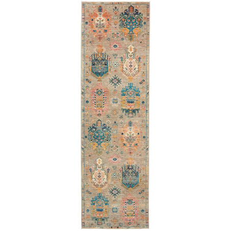 Rug Tribal Pakistan 80x278 Sand Grey Burnt Oran