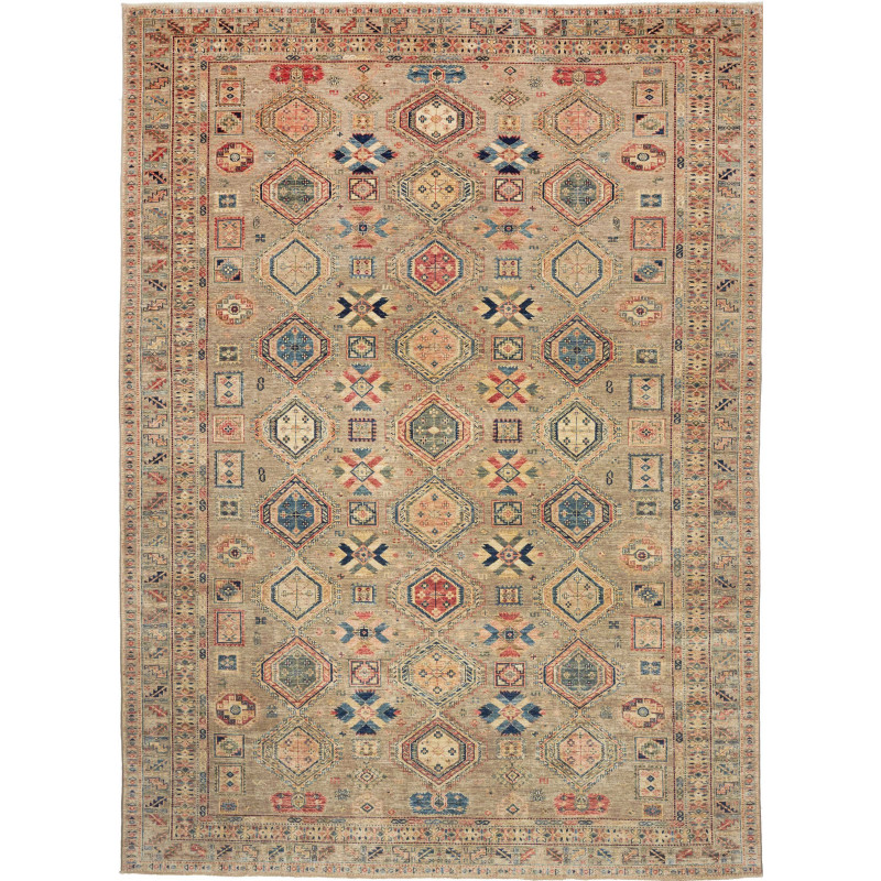 Rug Kazak Fine Pakistan 273x374 Beige Blue Red