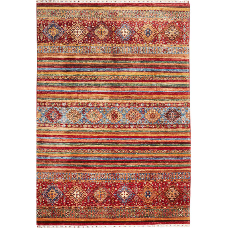 Rug Samarkand Pakistan 206x297 Red Blue Gold Gr