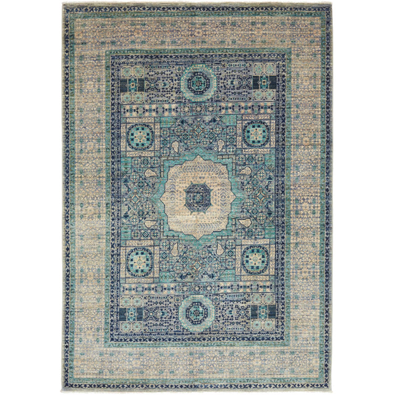 Rug Mamlouk Pakistan 153x215 Blue Beige Grey Te