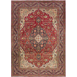 Hand Made Rug Tabriz Persia 255x364 Red Dark Bl