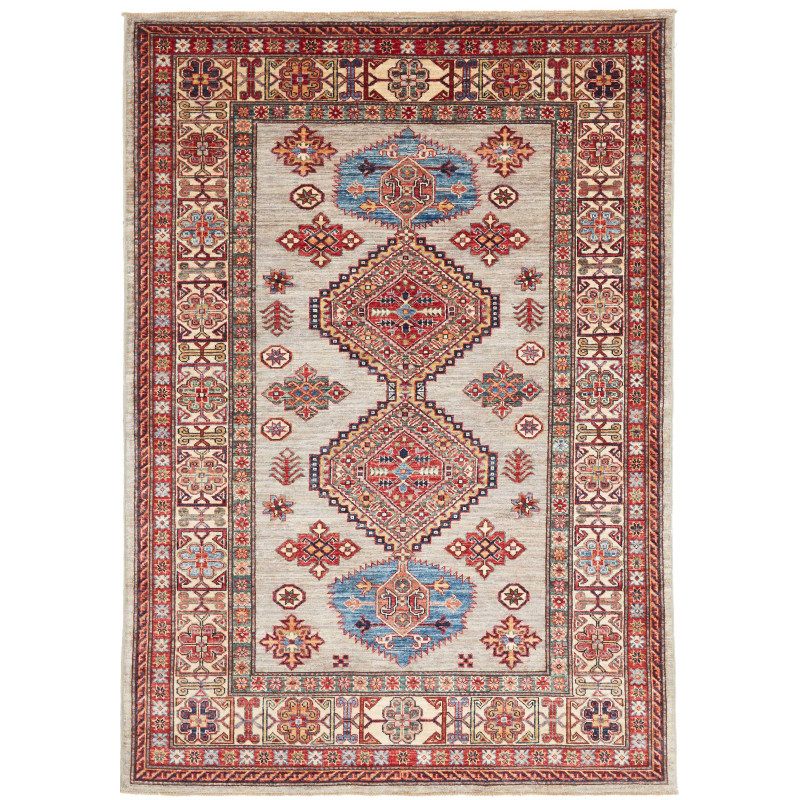 Rug Kazak Fine Pakistan 149x207 Light Grey Red