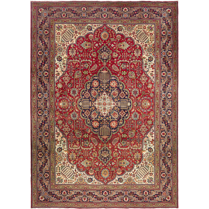 Hand Made Rug Tabriz Persia 255x364 Red Dark Bl