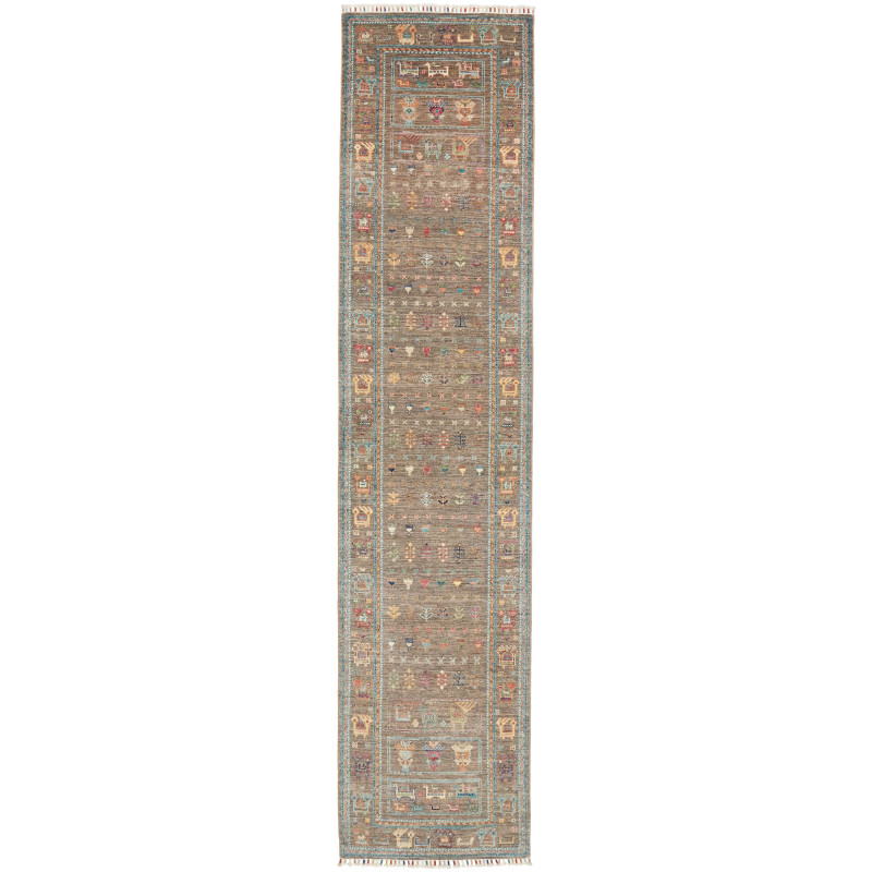 Rug Rubin Pakistan 76x346 Taupe Brown Greenish