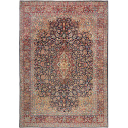 Tappeto Originale Kerman Persia 272x387 Blu Scu