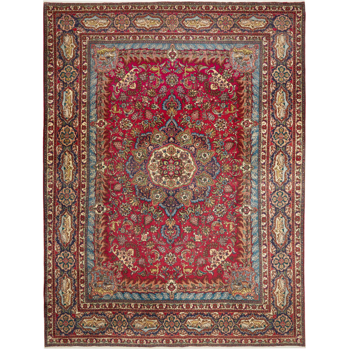 Hand Made Rug Tabriz Persia 302x398 Crimson Red