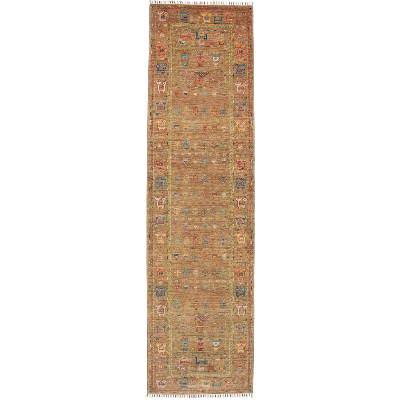 Rug Rubin Pakistan 81x297 Earthy Brown Blue Red