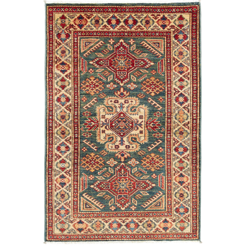 Rug Kazak Fine Pakistan 92x140 Petrol Blue Bric