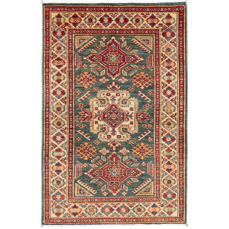 Rug Kazak Fine Pakistan 92x140 Petrol Blue Bric