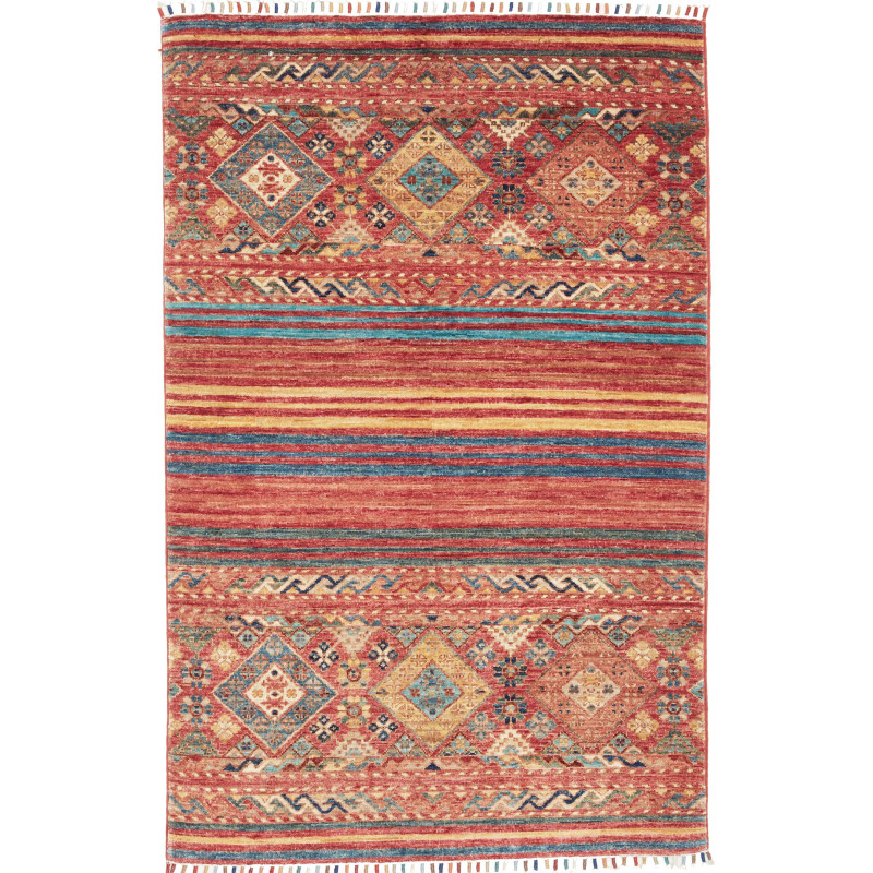 Rug Rubin Pakistan 96x148 Brick Red Petrol Blue