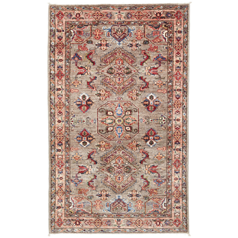 Rug Kazak Fine Pakistan 91x150 Grey Brown Red B
