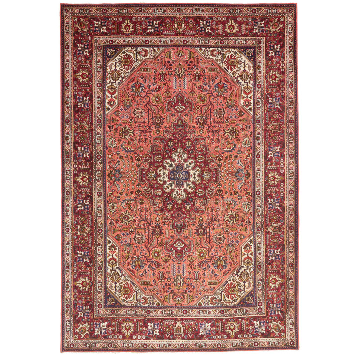 Hand Made Rug Tabriz Persia 200x294 Red Ivory